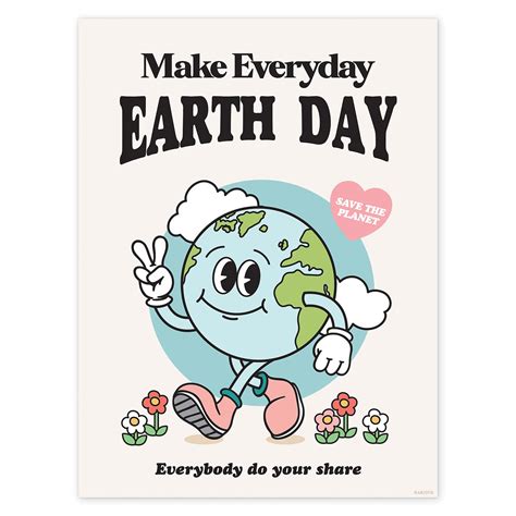 Buy Retro Earth Day , Earth Wall Art, Retro Environmental , Cute Wall ...