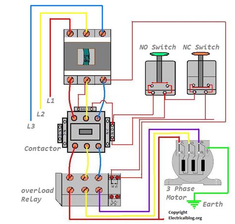 DOL Starter Wiring Diagram For 3 Phase Motor Controlling