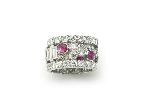 Vintage Ruby Diamond Platinum Eternity Band Ring - Jewellery Discovery