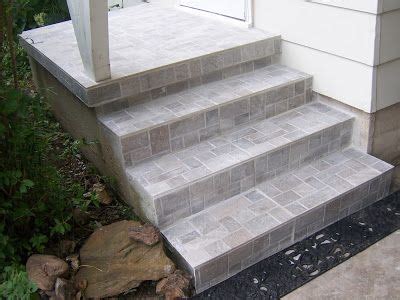 How to update exterior concrete steps: replace old carpet with tile | Outdoor porcelain tile ...