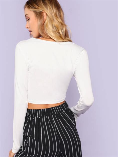 SHEIN Ruched Front Crop Top | SHEIN USA