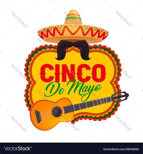 Cinco de mayo icon with mexican symbols Royalty Free Vector