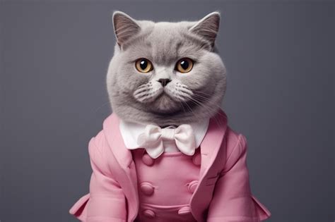 Premium AI Image | The cat wear pink costume