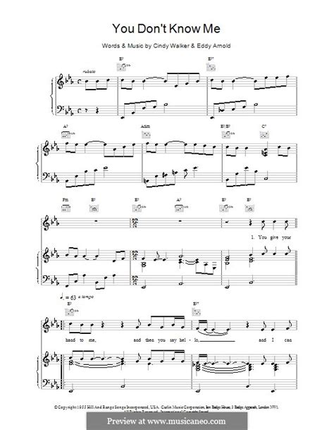 You Don't Know Me by C. Walker, E. Arnold - sheet music on MusicaNeo