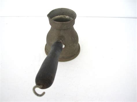 Vintage Turkish Coffee Pot Antique Rustic Patina Wood Handle Brass Farmhouse Coffee House Decor ...