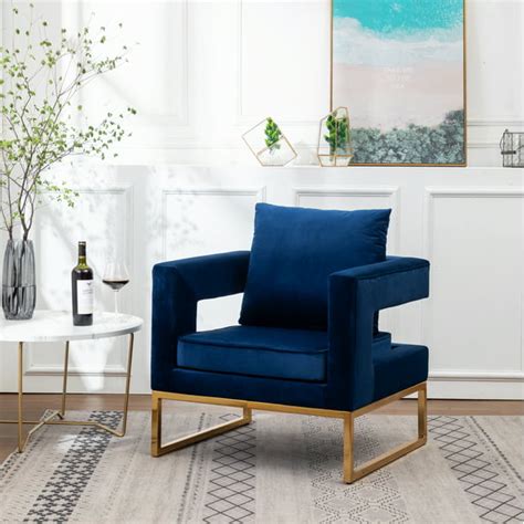 Roundhill Furniture Lenola Contemporary Upholstered Accent Arm Chair, Blue - Walmart.com ...