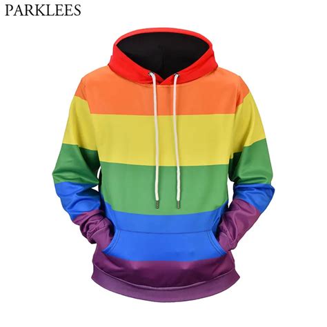 3D Rainbow Print Hooded Sweatshirt Men Women Colorful Hoodies Pullover 2018 Brand New Harajuku ...