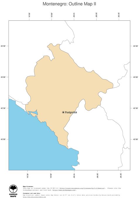 Map Montenegro; GinkgoMaps continent: Europe; region: Montenegro