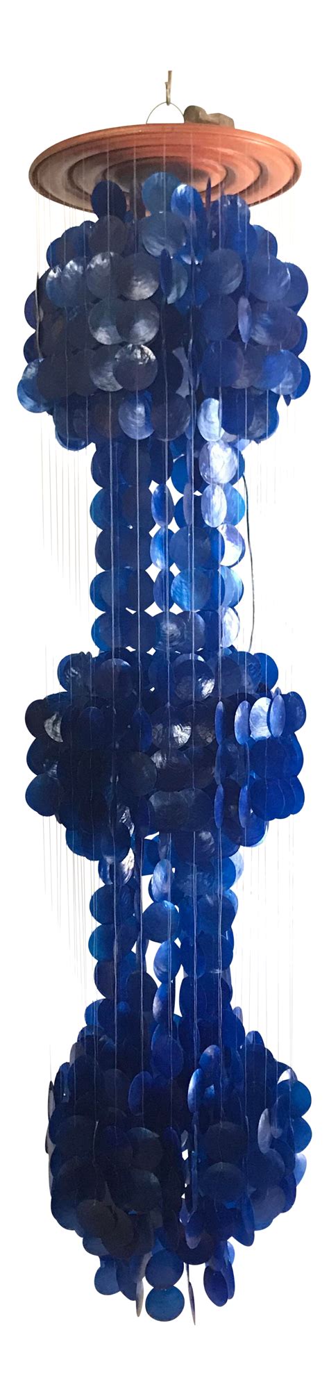 Mid Century Modern Verner Panton Blue Capiz Shell Chandelier in 2021 | Capiz shell chandelier ...