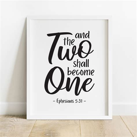 Bible Verses Poster And The Two Shall Become One Ephesians | Etsy