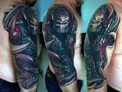 Half Sleeve Manly Guys Alien Vs Predator Tattoos Tattoos For Kids, Great Tattoos, Body Art ...