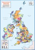 Counties and Regions map of the British Isles - Cosmographics Ltd