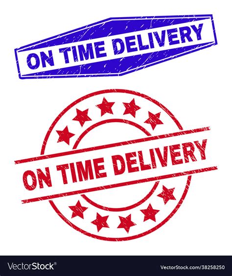 On time delivery textured stamps in circle Vector Image