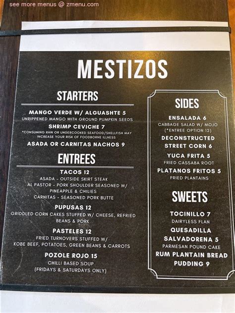 Online Menu of Mestizos Restaurant, Shelton, Washington, 98584 - Zmenu