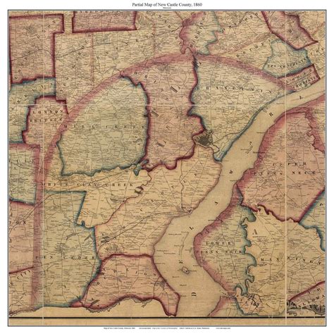 New Castle County Delaware 1860 - Partial Map - Old Map Custom Print ...