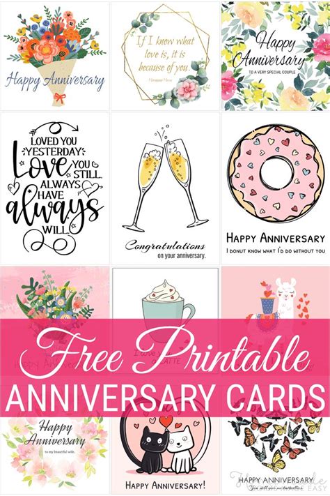 free printable anniversary cards for friends and family to share with ...