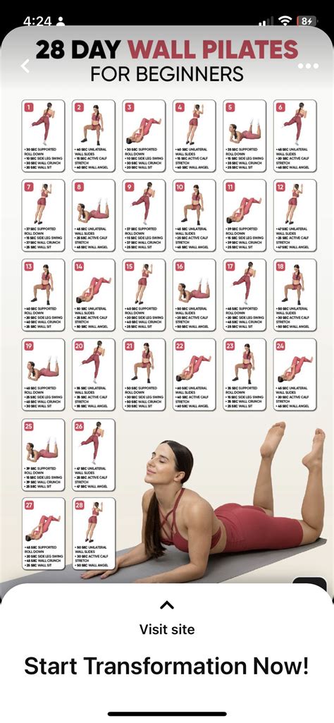 28 Day Wall Pilates Challenge Chart Free