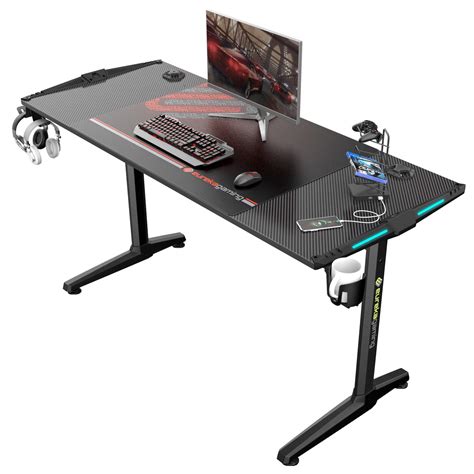 Buy Eureka Ergonomic 55 Inch RGB LED Gaming Desk with Lights Up, PC Computer Studio Gamer Table ...