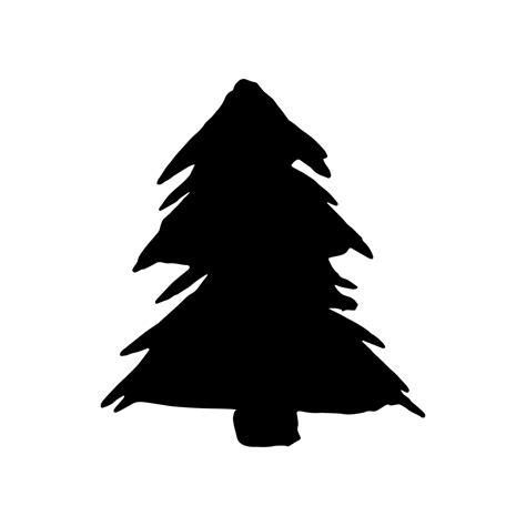 silhouette of a hand-drawn Christmas tree. Black outline, isolated on ...