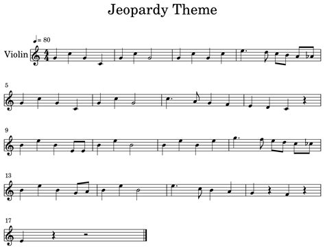 Jeopardy Theme - Sheet music for Violin