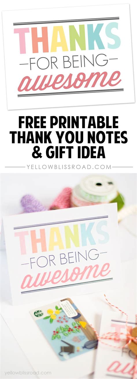 Thanks for Being Awesome Card & Gift Printable Thank You Notes, Thank ...