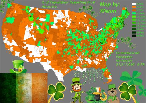 XNeon on Twitter: "HAPPY ST. PATRICKS DAY YA’LL! Here’s the national map of the % of Irish ...