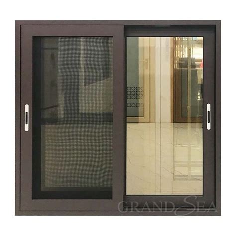 Brown coffee color aluminum sliding window with security mesh | Sliding window design, Aluminum ...