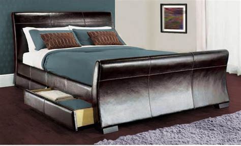 SimplyBedzzz 5ft king size leather sleigh bed with storage 4X drawers Black: Amazon.co.uk ...