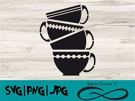 Stack of tea cups SVG PNG JPG Cricut & Silhouette | Etsy