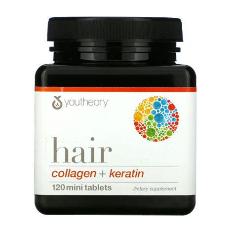 Youtheory Hair Collagen + Keratin Dietary Supplement, 120 count ...