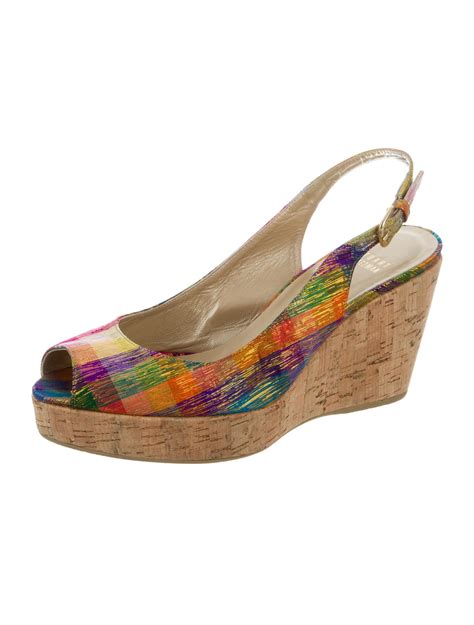 Stuart Weitzman Canvas Wedge Sandals - Pink Pumps, Shoes - WSU33751 ...