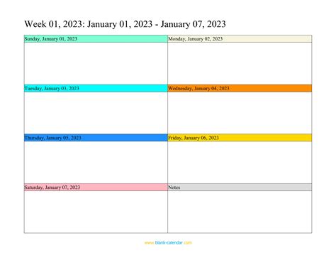 Weekly Calendar 2023 (WORD, EXCEL, PDF)