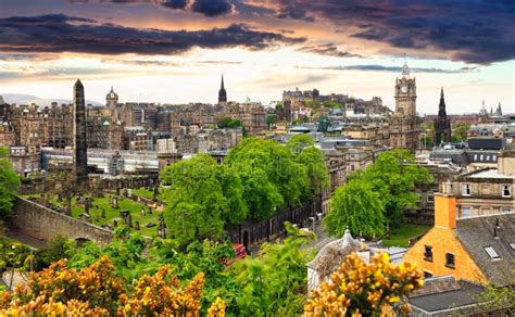 Edinburgh Castle, Scotland at Sunset Stock Image - Image of historic, orange: 258028903