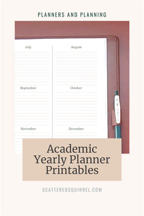 Academic Yearly Planner Printables For Long Term Planning - Scattered ...