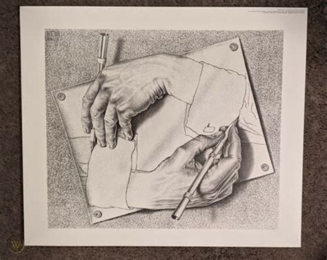 MC ESCHER "DRAWING HANDS" LITHOGRAPH 1974 VINTAGE | #4566631927