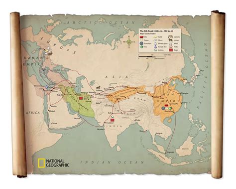 Map of the Silk road and empires in the 1st... - Maps on the Web