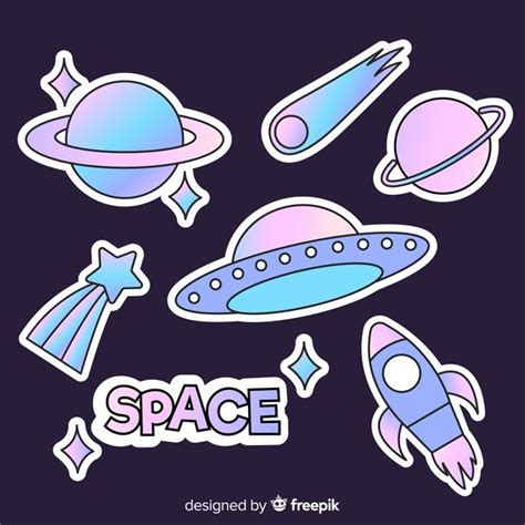 Free Vector | Set of modern illustrated space stickers | Cool stickers ...