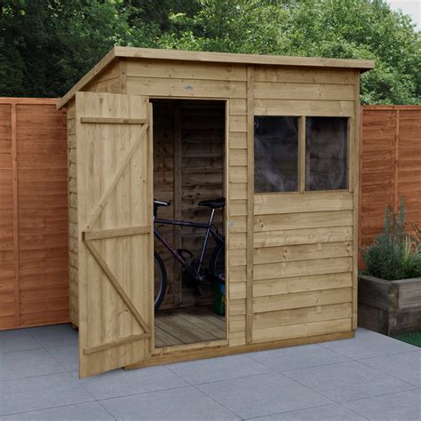 Forest Garden 6x4 Pent Overlap Timber Shed (Base included ...