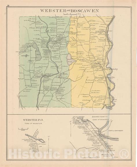 Historic Map : Boscawen & Webster 1892 , Town and City Atlas State of ...