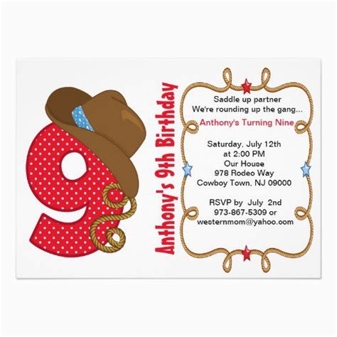 9th Birthday Invitation Wording 9th Birthday Invitation Cards ...