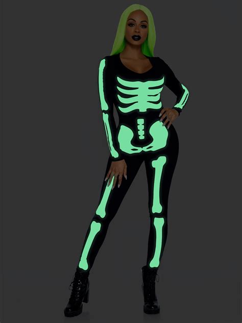 Women's Spandex Glow In Dark Skeleton Costume Jumpsuit | Leg Avenue