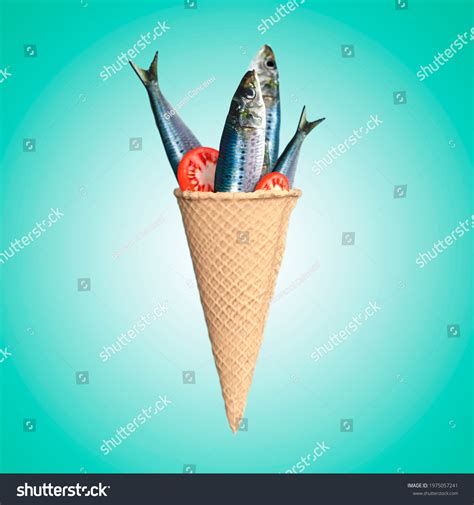 Fresh Fish Sardines Ice Cream Cone 스톡 일러스트 1975057241 | Shutterstock