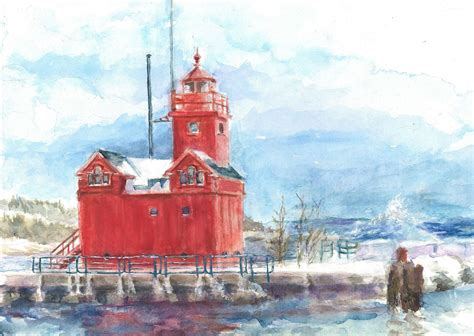 Holland Harbor Lighthouse Michigan. Big Red in | Etsy