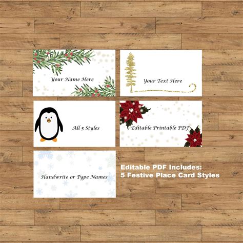 Printable Christmas Dinner Place Cards Digital Instant | Etsy