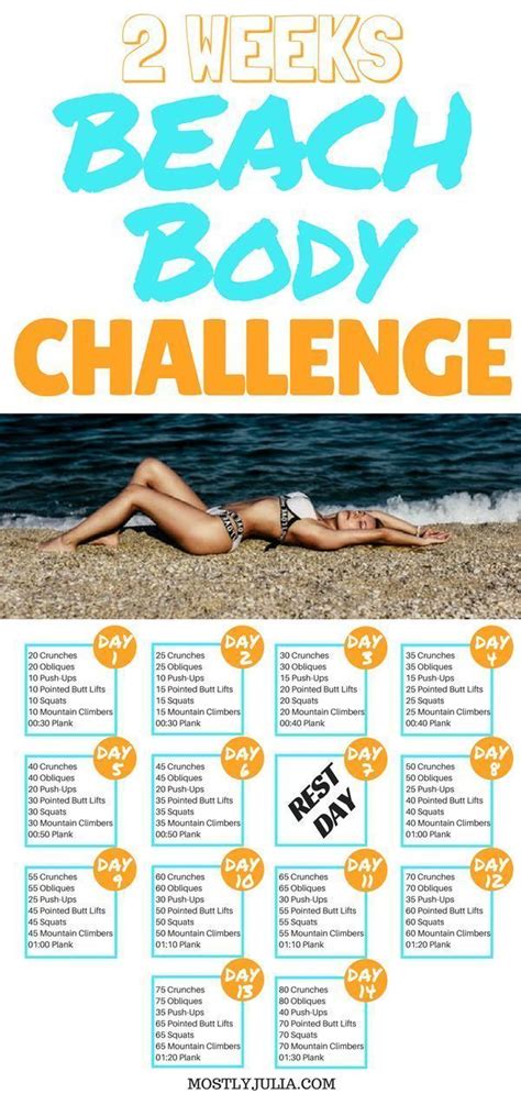 2 Weeks Summer Beach Body Challenge | Bikini body workout, Beach body challenge, Full body ...