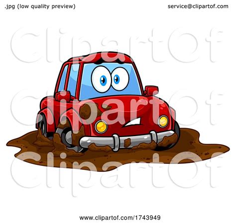 Dirty Car Stuck in a Mud Puddle by Hit Toon #1743949