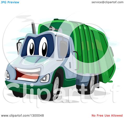 Clipart of a Cartoon Happy Garbage Truck - Royalty Free Vector ...