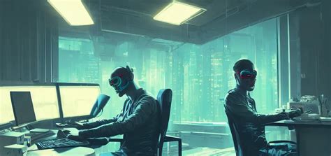 cyberpunk man, thinking at his office desk, beautiful, | Stable Diffusion | OpenArt