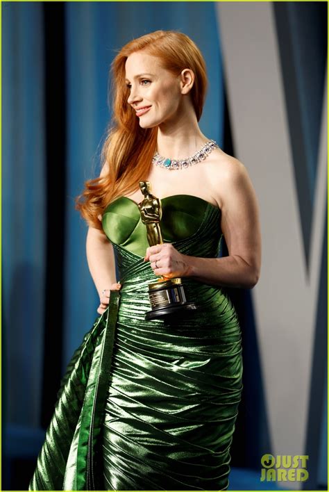 Oscar Winner Jessica Chastain Is a Green Goddess at Oscars 2022 After Party with Her Husband ...