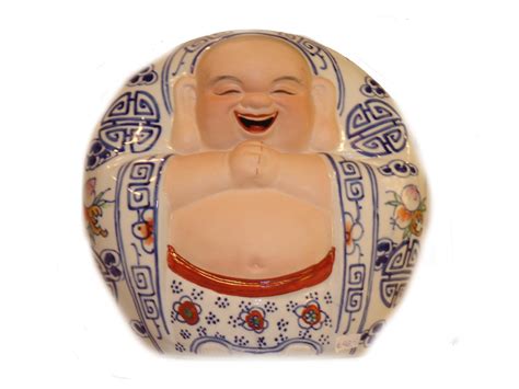 Lucky Happy Buddha Statue Greeting Porcelain - Fine Buddha